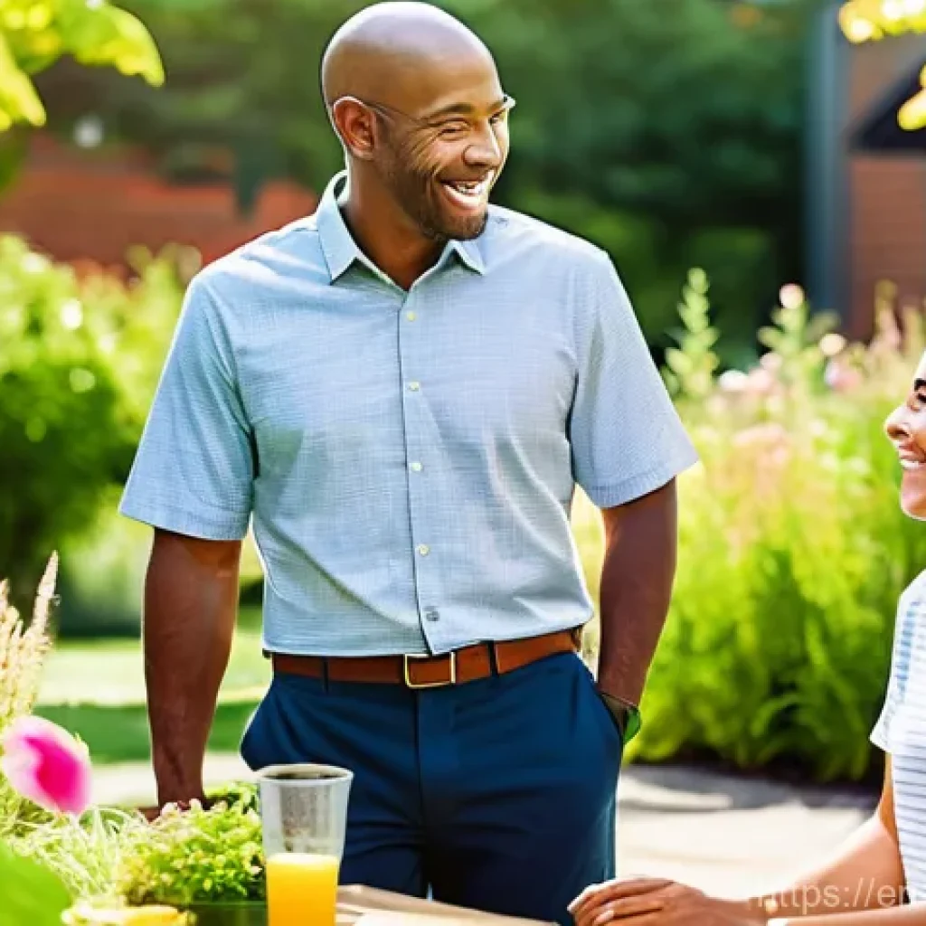 주택관리사 업무의 장점과 단점 - **Prompt:** A diverse group of adults and children are happily gathered in a beautifully maintained ...