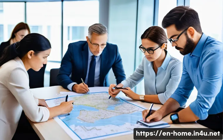 주택관리사 업무에서 발생한 위기 대처법 - **Prompt:** A diverse group of property management professionals, including men and women of various...