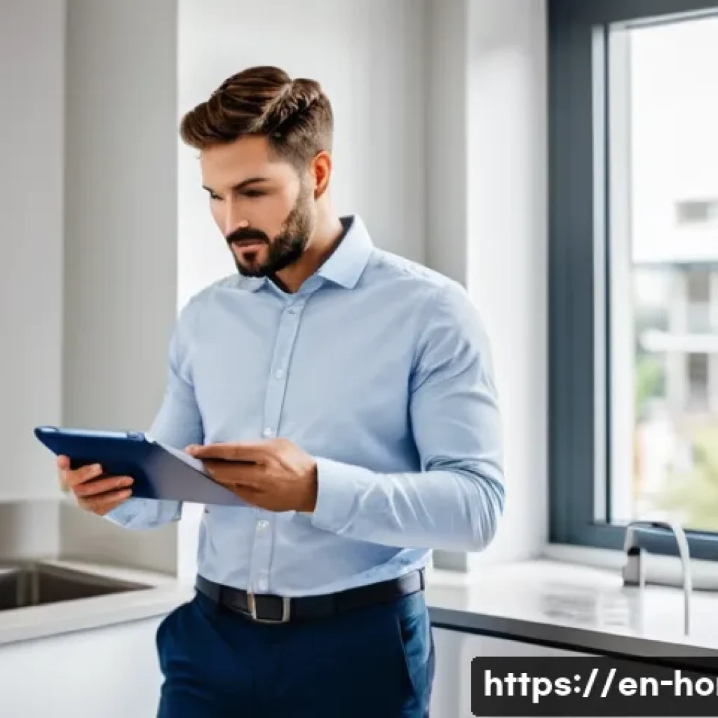 주택관리사와 공동주택 관리 차이 - A professional property manager in a modern apartment unit, wearing business casual attire, holding ...